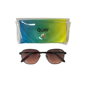 Quay Australia Big Time Sunglasses Black Brown To Orange Round